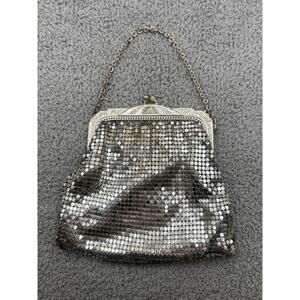 Vintage Whiting & Davis Silver Tone Metal Mesh Purse Chain Handle Art Deco USA